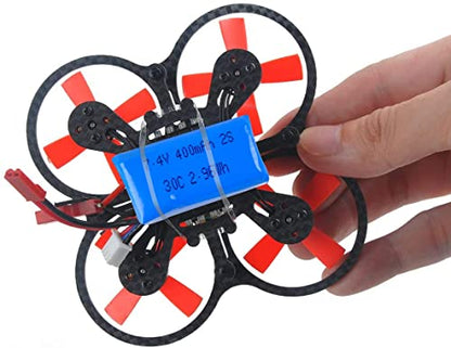 400mAh 2S 7.4V 30C LiPo Battery with JST Plug for Micro FPV Racing Drone | Crazepony 2PCS 2S Lipo Battery Pack for Quadcopter