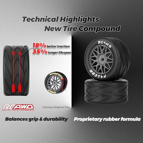 RCAWD for Losi 1/12 RC Racecar On-Road Car Pre-Glued Wheel Tire Set, Balance Grip & Durability Nylon Rubber 8mm Hex Adapter 4mm Tires Upgrade Part All Terrain Adaptation 4pcs Titanium - color: Titanium