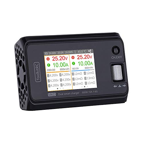 ToolkitRC M6D 15A x 2 DC Dual-Channel Output 1-6s Charger Discharger and ADP100 100w 20v 5A Power Supply Unit Set Sell, Black