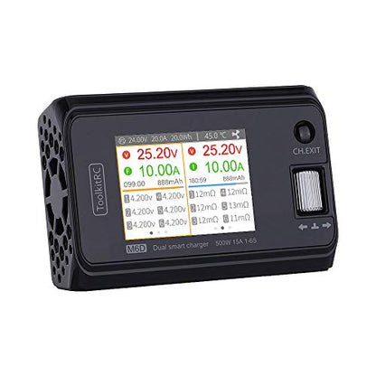 ToolkitRC M6D 15A x 2 DC Dual-Channel Output 1-6s Charger Discharger and ADP100 100w 20v 5A Power Supply Unit Set Sell, Black