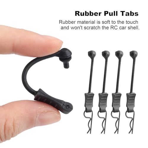 RC Body Clips with Pull Tabs for Traxass TRX4 Arrma Axial SCX10 Redcat HSP Himoto 1/8 1/10 RC Car Shell, 20-Pack (Black)