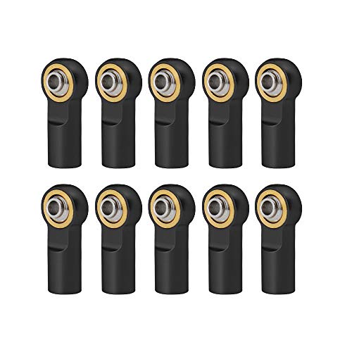 QUE-T 10pcs Metal Link Rod End M4 Ball Joint Head for RC Crawler Car (Black) - color: Black