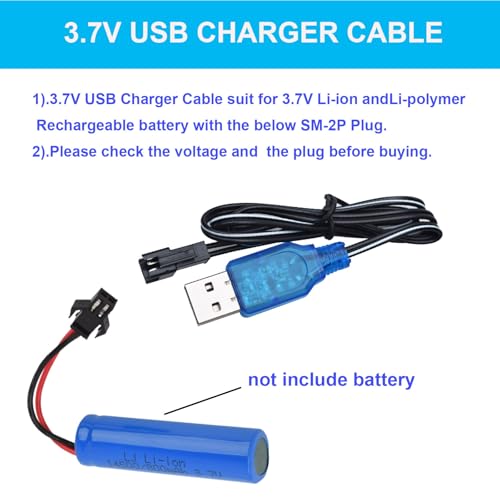 3 Pack 3.7V USB Charger Cable with SM-2P Connector/Plug for 3.7V RC Boats Cars Truck Rechargeable Li-ion and Li-Po Battery Battery Charge Cable