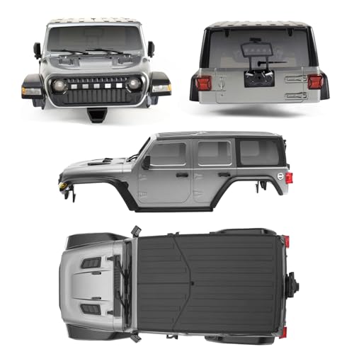 6.10in Wheelbase RC Body Shell for 1/18 ABS Hardtop Body (Grey) | TRX4M Body with Front Rear Bumpers for TRX4M Bronco Defender Chassis - color: Grey