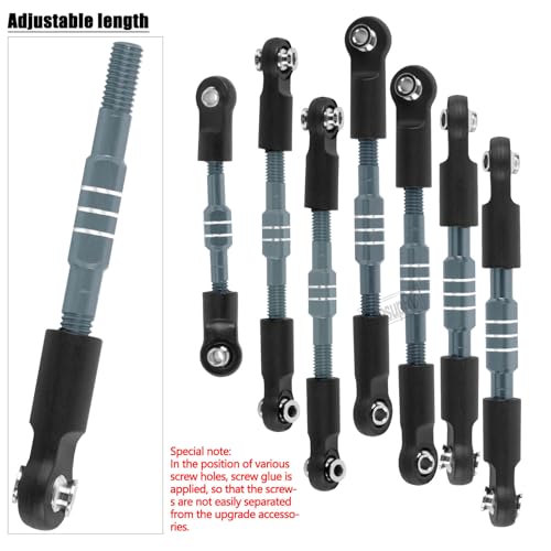 RC Aluminum Front&Rear Link Set Upgrades Part for 1/10 Slash/Rustler/Stampede/Bandit VXL 2WD.Adjustable Turnbuckles Camber Links Toe Link Hops Up,Titanium. - color: Titanium(for 1/10)