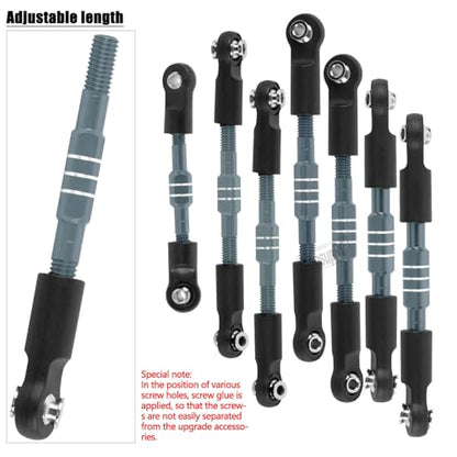RC Aluminum Front&Rear Link Set Upgrades Part for 1/10 Slash/Rustler/Stampede/Bandit VXL 2WD.Adjustable Turnbuckles Camber Links Toe Link Hops Up,Titanium. - color: Titanium(for 1/10)