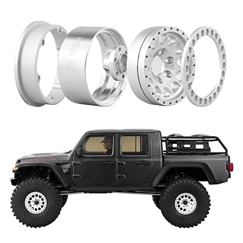 1.9 Inch Aluminum Alloy Beadlock Wheel Rim Hub 4pcs Suit for 1:10 RC Crawler Axial SCX10 SCX10 II TRX4 RC4WD D90. (Silvery) - color: Silvery