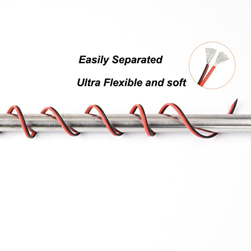 Haerkn16 awg Silicone Electrical Wire Cables 2 Cores 30ft Spool | 16 Gauge Soft and Flexible Hook Up Oxygen Free Strands Tinned Copper Wire - style: 16awg-30FT