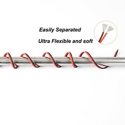 Haerkn16 awg Silicone Electrical Wire Cables 2 Cores 30ft Spool | 16 Gauge Soft and Flexible Hook Up Oxygen Free Strands Tinned Copper Wire - style: 16awg-30FT