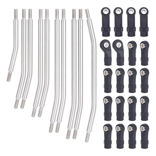 10Pcs Stainless Steel Links Rod Set with Ball End 313/324mm Wheelbase for 1/10 RC Crawler Car Axial for SCX10 II 90046 Upgrade Parts(313mm) - color: 313mm