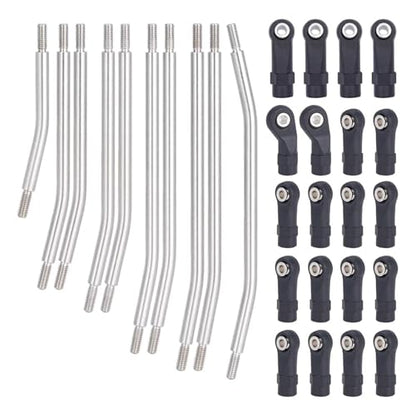 10Pcs Stainless Steel Links Rod Set with Ball End 313/324mm Wheelbase for 1/10 RC Crawler Car Axial for SCX10 II 90046 Upgrade Parts(313mm) - color: 313mm