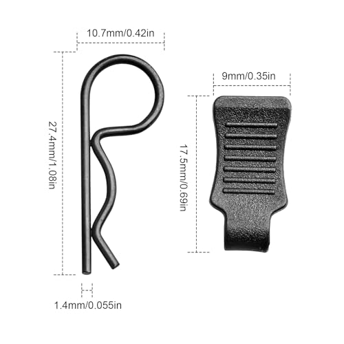 HobbyPark 50pcs Universal RC Car Body Clips w/Pull Tabs Black R Pins for 1/10 Scale Traxxas Arrma Axial Losi & All 1/8 Redcat HPI HSP Exceed Truck Buggy Shell Replacement Parts - size: 1.4mm Rod Black Clips and Tabs