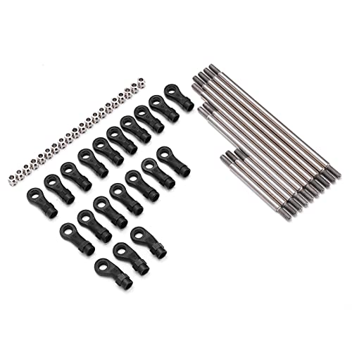 Jiawu 10Pcs Pull Rod Link Linkage, 324mm Wheelbase Link Rod, Links Tie Rods Pull Rods with End Ball Set for 1/10 RC 820564 820064 Crawler Car