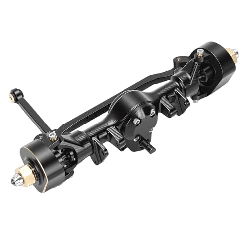 Drfeify RC Front Axle, Aluminum Brass Portal Upgrade Kit with Housing for 1/24 SCX24 RC Crawler Axle Housing Assembly Black