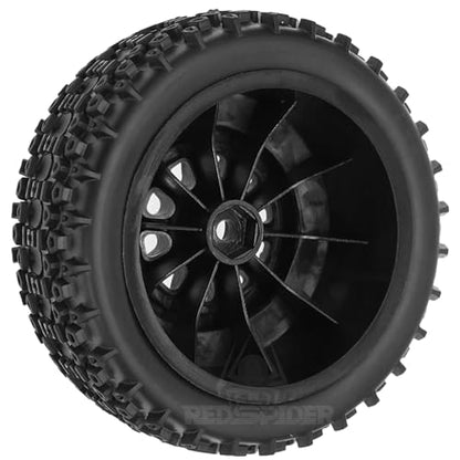 4PCS RC 1/10 Short Course Truck Wheels and Tires with 12mm Hex 1:10 Off Road Tyres for 1/10 RC Off-Road Car Traxxas TRX4 Slash Arrma Losi Tenacity Vkar 10sc Hpi RC Buggy Car (Type B)
