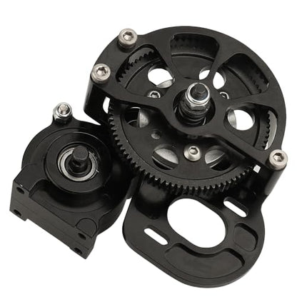 Full Metal Transmission Assembled Gearbox with Steel Gear Set Compatible with Axial SCX10 I II 1/10 RC Crawler Upgrade Parts,Half Open Shell - color: Black