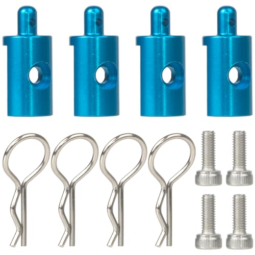 4Pcs Aluminum Body Mounts Body Shell Posts for 1/12 Scale Tamiya CW-01 Chassis Lunch Box Midnight Pumpkin Upgrades Parts (Blue) - color: Blue