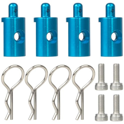 4Pcs Aluminum Body Mounts Body Shell Posts for 1/12 Scale Tamiya CW-01 Chassis Lunch Box Midnight Pumpkin Upgrades Parts (Blue) - color: Blue