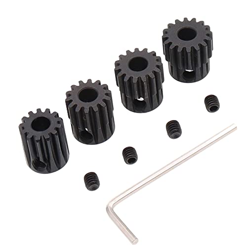 4PCS Metal Steel 32P 5mm Pinion Gear Set 13T 14T 15T 16T with Hex Key for RC Cars(Compatible with 0.8 Metric Pitch)