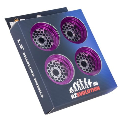 4PCS Beadlock Rims 1.9 Inch Wheels RC Rim Hub Aluminum Beadlock Rims for Traxxas TRX4 TRX6 Redcat GEN7 GEN8 Rc4wd D90 Axial SCX10 SCX10 II 90046 SCX10 III AXI03007 12mm Hex 1/10 RC Crawler (Titanium)
