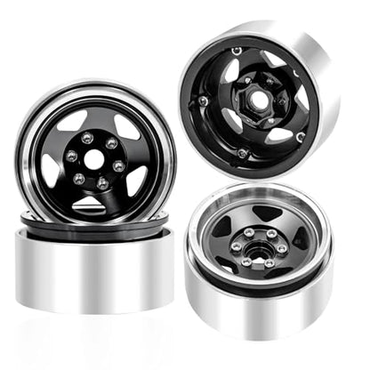 1.9 Beadlock Wheels, 4pcs Black | Aluminum RC Rims Hub with Positive Offset 12mm Hex for 1/10 RC Crawler Axial SCX10 II III 90046 AXI03007 Traxxas TRX4 TRX6 - color: Five Models-black
