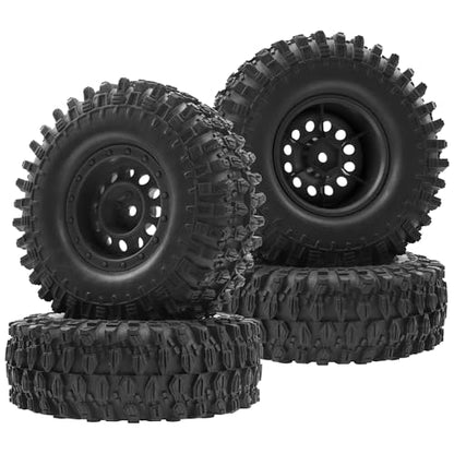 RC 1/10 1.9" Rubber Tires OD 108mm & 12mm Hex Hub Wheel Rims Compatible with Axial SCX10 90046 AXI03007 Traxxas TRX4 Tamiya CC01 D90 TF2 HSP 1/10 RC Crawler Car (Black) - color: Black