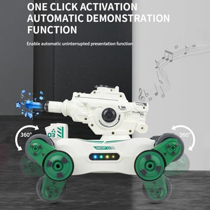 RC Tank That Shoots, RC Stunt Car Shooting Water Bullets, Gesture Sensing Remote Control Tank with 360° Rotating, Spray, Light and Music, 2.4GHz 4WD All Terrains RC Cars for Adults (Black) - color: Black, size: 1 Battery