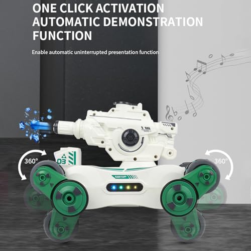 RC Tank That Shoots, RC Stunt Car Shooting Water Bullets, Gesture Sensing Remote Control Tank with 360° Rotation, Spray, Light and Music, 2.4GHz 4WD RC Cars with 2 Batteries for Adults (Black) - color: Black, size: 2 Batteries