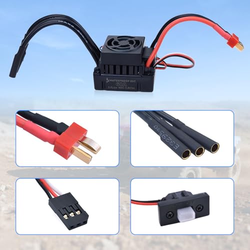 Surpass Hobby 3660 3300KV Brushless Motor and ESC 60A 2S Waterproof RC Motor ESC Combo for 1/10 Remote Control Cars Trucks Off-Road Vehicle - size: 3300KV, style: 3660 Motor and 60A ESC
