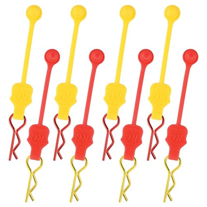 1.0mm RC Cars Body Clips with Pull Tabs for Universal 1/14 1/16 1/18 SCX24 Remote Control Car Compatible with Redcat HPI Himoto HSP Exceed Truck Buggy(8 Pieces, Yellow & Red) - color: Yellow & Red, size: 1.0mm