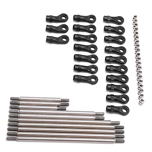 Jiawu 10Pcs Pull Rod Link Linkage, 324mm Wheelbase Link Rod, Links Tie Rods Pull Rods with End Ball Set for 1/10 RC 820564 820064 Crawler Car