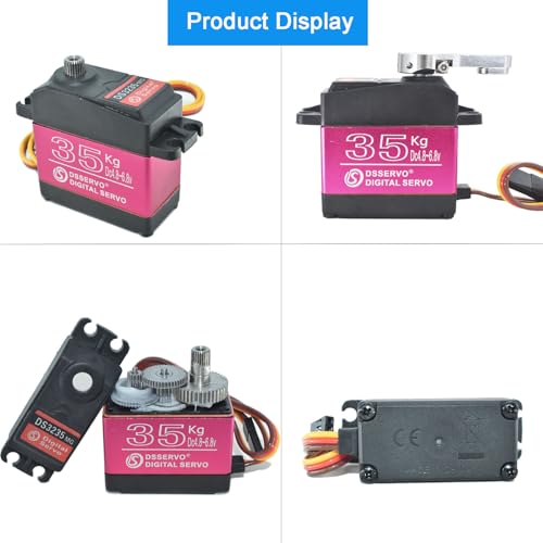 2Pcs 35KG Digital Servo 4.8-6.8V DS3235MG Stainless Steel Full Metal Gear High Torque Waterproof RC Servo for 1/8 1/10 Baja RC Car Rock Crawler Truck Buggy Airplane Boat Robotic Projects