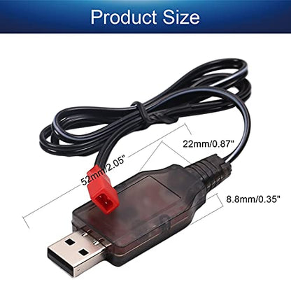 Bettomshin 2Pcs JST-2P USB Charging Cable for RC Car 7.2V 250mA Ni-MH Ni-CD Battery