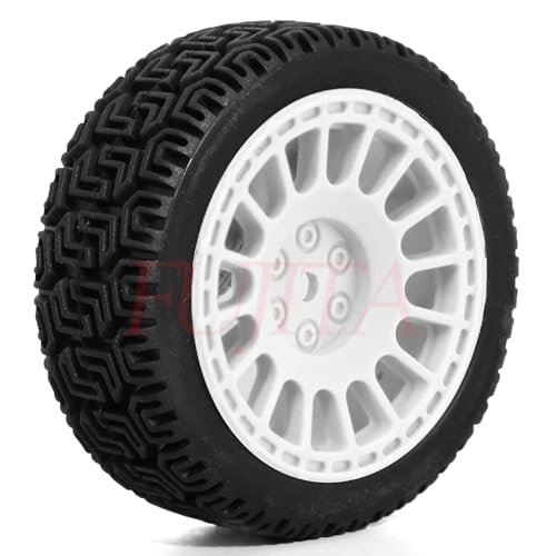 fujita 1/10 RC ON-Road Rubber Racing Tire Rim 68mm OD for 1:10 RC On-Road Touring Drift Car HSP Tamiya XV01 TT01 TT02 HPI Kyosho FAZER MK2 （White B） - color: White B