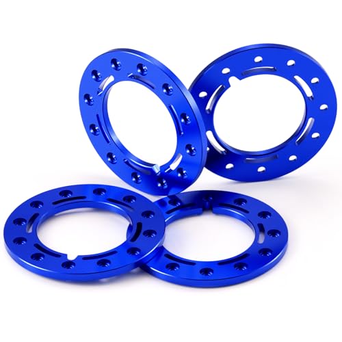 Aluminum 1.55inch Beadlock Ring 1Set/4PCS for AXIAL UTB18 D90 TF2 CC01 AX90069 MST JIMNY 1/10 RC Crawler Truck Car Wheels (Blue) - color: Blue