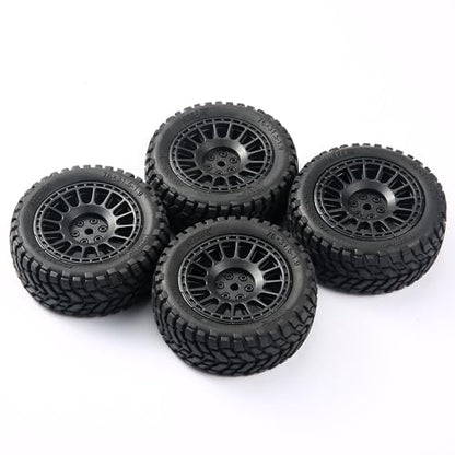 4PCS 76mm/2.99inch RC Rally Car Tyres 12mm Hex Hub Rubber Tires & Plastic Wheel Rims for 1/16 1/14 1/12 1/10 RC Off Road Buggy On-Road Touring Car (Wheel Rims*B and Tires)(NOT Glued) - size: B