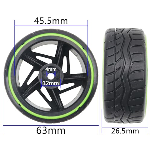 1/10 RC Drift Car Tires Hard Plastic Tyre & 12mm Hex Wheel Rims 5-Spoke Compatible with Traxxas 4-Tec 2.0 HSP Tamiya TT01 Kyosho HPI Redcat Racing MST 1/10 On-Road RC Drift Drifting Car