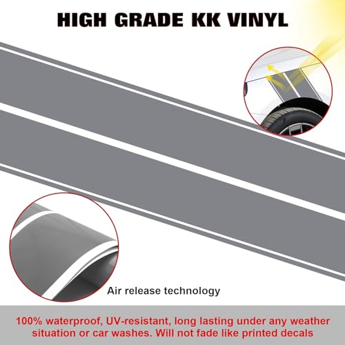 x xotic tech Fender Stripes Hash Marks KK Vinyl Decal Universal for Car Truck Sticker Racing Stripe 11"x23" (Gray) - color: Gray