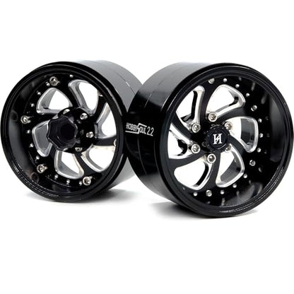 2.2 Beadlock Wheels Adjustable Offset Rims Wide 40mm for 1/10 RC Crawler Gen8 Everest gen 7 Pro / SCX10 Capra / TRX4 AMG 6x6 Upgrades, HS701599 - color: Black