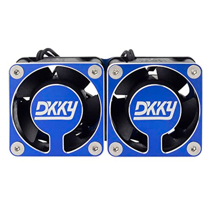 DKKY RC Motor Cooling Fan Heatsink 2Pcs DIY Kit for TRX4 ARRMA Axial 1/10 1/8 1/5 RC Model Car Upgrade Parts (Blue) - style: Blue