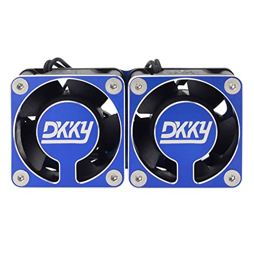 DKKY RC Motor Cooling Fan Heatsink 2Pcs DIY Kit for TRX4 ARRMA Axial 1/10 1/8 1/5 RC Model Car Upgrade Parts (Blue) - style: Blue