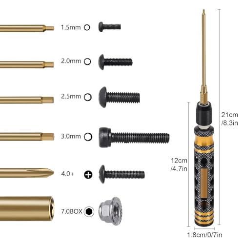 8Pcs RC Tool Hex Driver Screwdriver Set, 1.5-3.0mm Nut & Cross-Shaped for Electric Driver YUBJIANG