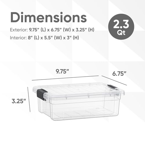 Superio Clear Storage Bins with Lids, Stackable Storage Box with Latches and Handles, Extra Small, 2 Pack 2 Quart - size: 2.3 Quarts, style: 2 Pack