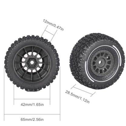 Pre-Glued 1/16 & 1/18 RC Truck Tires & Wheels - 12mm Hex 2.56" OD, Black | All-Terrain Tires for Traxxas Slash, ARRMA Mojave GROM, Tamiya, Kyosho, HPI - Durable Nylon Wheels for On/Off Road Bashing - color: Black