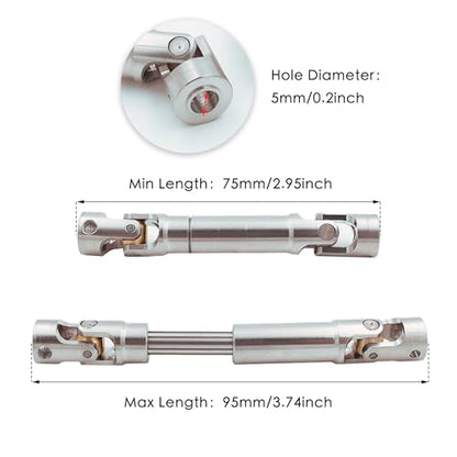 Steel Heavy-Duty Drive Shaft for 1/10 RC Car Crawler(75mm-95mm) | Stainless Steel Driveshaft for Axial SCX10 90046 AXI03007 TRX4 Redcat Gen8,Smooth Rotation - size: 75-95MM