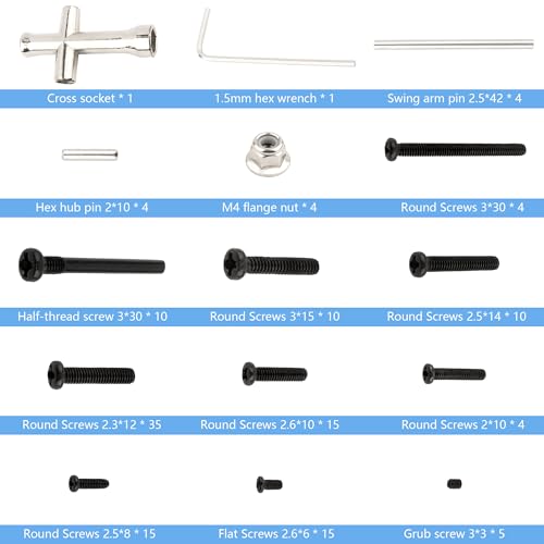 Screws Kit Parts KS001 Replacement Screw for All 1/14 H14BM 14301 14302 14210 1/16 Scale H16BM H16BM H16PL H16DR H16E 16208 16210 RC Cars Trucks
