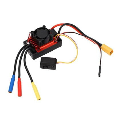 Eujgoov Sensorless Brushless ESC for 1/10 RC Car, Electronic Speed Controller with Fan Heatsink, Motor Driver for Short Course Truck Buggy Truck, Includes Video, CE FCC RoHS