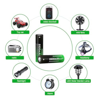 8 Pack Rechargeable Battery Ni-MH, 9900 mAh Upgrade Capacity Ni-MH Batteries for LED Flashlights, Mini Fans, Toys, Remote Control, Electronic Devices, RC Car and More (Flat-Top)