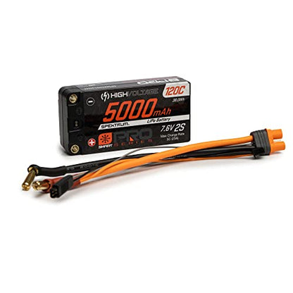 Spektrum 7.6V 5000mAh 2S 120C Smart Pro Race Shorty Hardcase LiHV Battery: Tubes, 5mm, SPMX52S120HT