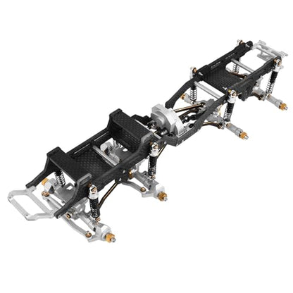 LCG 6x6 8×8 Carbon Fiber Chassis Frame with Metal Axles for 1/24 RC Crawler Car Axial SCX24 Refit Kit (8x8 Silver) - color: 8x8 Silver